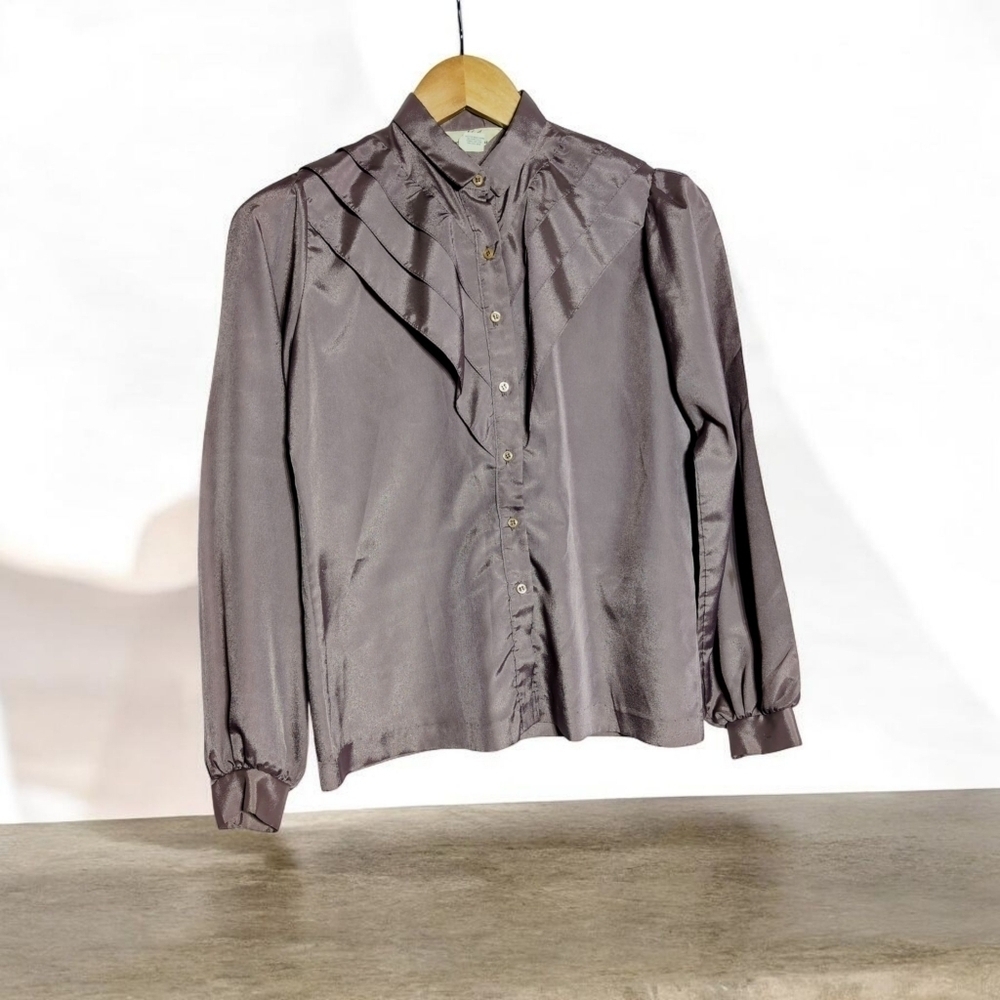 Vintage MJ Concepts In Sportswear Sz 9 Purplish Gray Ruffle Top